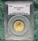 1/4oz Gold American Eagle $10 Coin, 2003 PCGS MS 70 Quarter-Ounce Gold $10 Coin