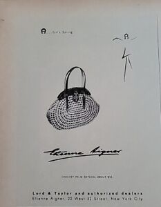 1967 Etienne Aigner Crochet Palm Satchel Purse Handbag Vintage Fashion ad