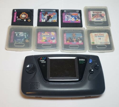 New ListingSEGA Game Gear Console + 8 Game Cartridges - 90's Retro Games Lot WORKING TESTED
