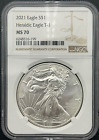New Listing2021 $1 AMERICAN SILVER EAGLE, TYPE 1 NGC MS 70, INVESTMENT GRADE BULLION