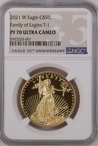 2021 W 1 oz Proof Gold Eagle NGC PF70 American Eagle 21EB Type 1 G$50 ~ Rare