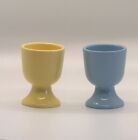 Egg Cup Lot Of 2 Pastel Yellow And Blue Vintage Porcelain Egg Cups