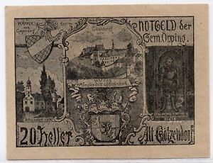 1920 Austria Notgeld Opping 20 Heller Note (Q61)