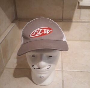FLW Fishing Hat Cap Mesh Trucker Adult Adjustable Grey White Red NWOT