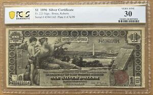 $1 1896 SILVER CERTIFICATE PCGS 30 FR#225 BRUCE/ROBERTS 1 DOLLAR EDUCATION NOTE