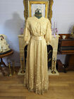 Antique ca 1900's Edwardian Embroidered Tambour Lace Wedding Dress Pigeon Breast