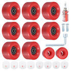 8pcs Roller Skate Wheels Quad with ABEC-9 Bearing 82A PU 2 Toe Stoppers Red