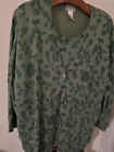 Catherine's Koret 3x womens plus size layered sweater green floral