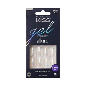 KISS Gel Fantasy Press On Nails, Nail glue included, How Dazzling', Silver,