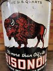 RARE ~ Bisonoil ~ Five Quart Motor Oil Can with Bison Graphic