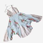 NATAYA Midi Dress M Strap Lace Up Zip Multicolor Applique Asian Boho Artsy
