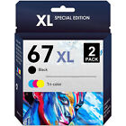 67XL Black & Color Ink Compatible for HP 67 Deskjet 4100e 4110e 4120e Plus 4122