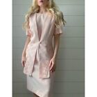 Vintage 1990s Studio One Pink Formal Faux Blazer Dress Beaded Accents