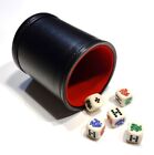 New Bicast Leather Dice Cup with Red Felt Lining & 5 Rounded Corner Poker Dice