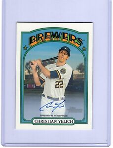 2021 Topps Heritage Christian Yelich Oversized Box Topper On Card Auto BREWERS