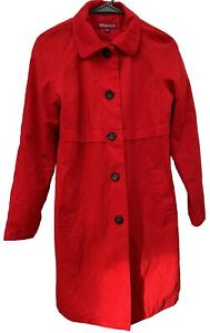 Merona Bright Cherry Red Classic Cotton Trench Coat Women’s Small Unique Lining