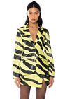 AKIRA - CANT BE TAMED FAUX LEATHER BLAZER IN YELLOW MULTI. *BRAND NEW WITH TAGS*