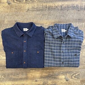 Faherty Shirt Mens Large Gray Navy Long Sleeve Flannel Button Up Alpine Lot of 2