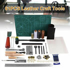 61PCS Leather Craft Working Tools Kit Hand Sewing Supplies Stitching Groover Set