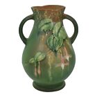Roseville Fuchsia Green 1938 Vintage Art Pottery Handled Ceramic Vase 895-7