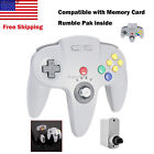 Wireless N64 Controller Rechargeable Gamedpad w/ Rumble Pak for Nintendo 64 N64