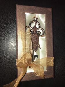 Wedding Favor Skeleton Key Bottle Opener Antique Copper Finish New In Gift Box