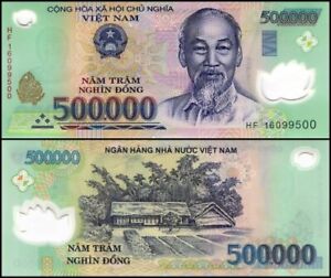 1,000,000 Vietnamese Dong 2 X 500K VND Polymer Notes + 1 Million Bolivar FREE !!