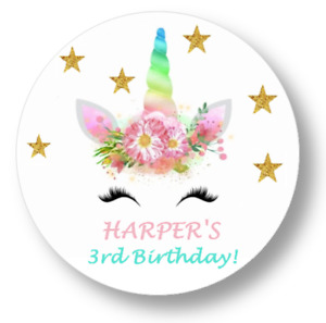 30 Personalized Unicorn Birthday Party Stickers favors lollipop labels tags