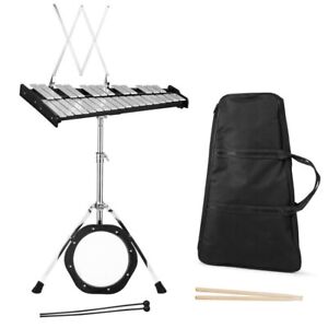 30 Notes Percussion Glockenspiel Bell Kit with Practice Pad Mallets Sticks Stand