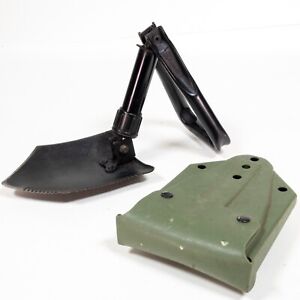AMES US Military Tri Fold ENTRENCHING TOOL SHOVEL E-Tool & OD VINYL CARRIER USED