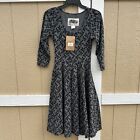 New Effie's Heart Follaje Leaf Print Long Sleeve Meadow Dress Women Size XS