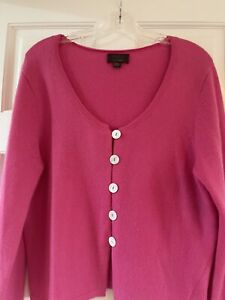 PURE Collection L XL 14 16 18 100% Cashmere Pink Cardigan Sweater Excellent New